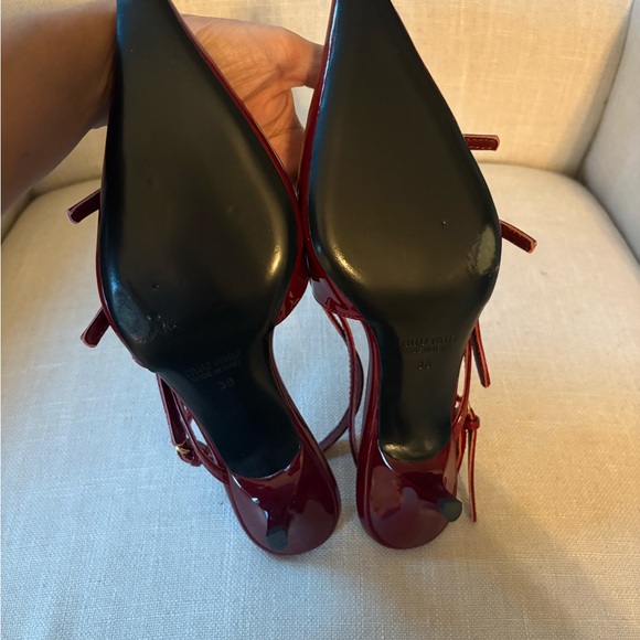 Miu Miu Burgundy Patent Leather Strappy Heels - Picture 9 of 11